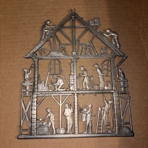 Vintage Guild House Wall Hanging by Wilhelm Schweizer Pewter Unpainted Rare